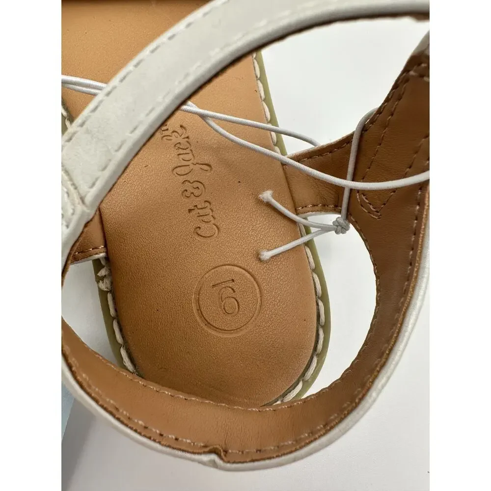Toddler Kennedy Cat & Jack Adjustable‎ Strap Flat Sandals White Size 9 NEW